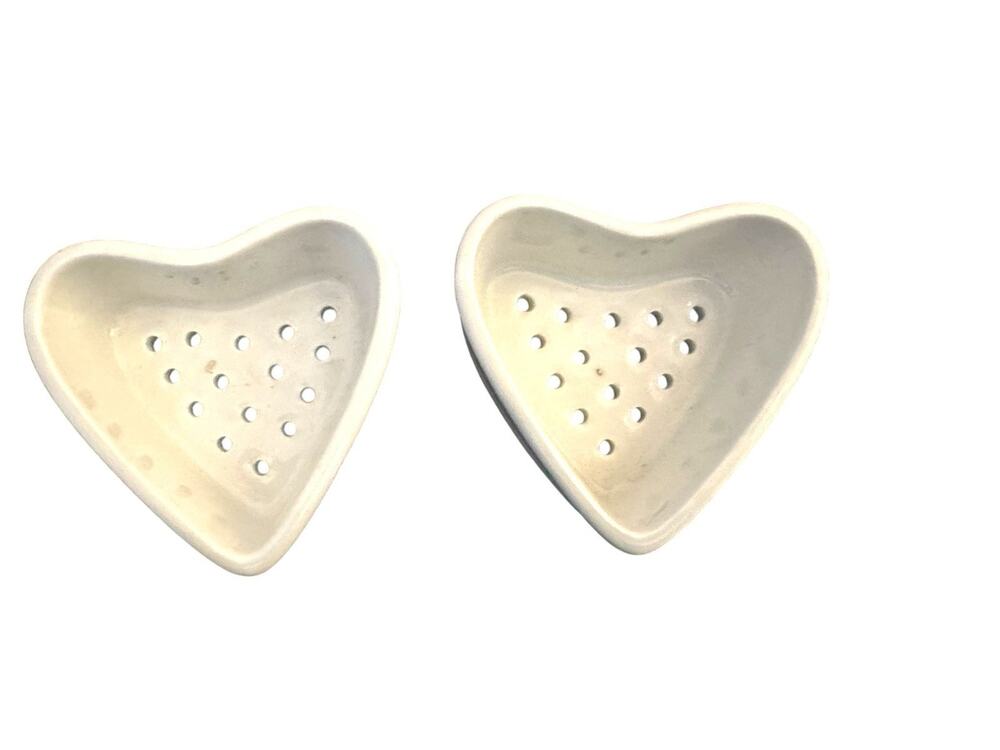 Set 2 Vintage Apilco France Heart Shaped Coeur à la Crème Cheese Mold Strainer